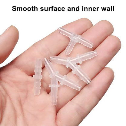 Feelers 1/4" x 1/4" Plastic Hose Barb Fitting 15 Pack, Equal Barbed Splicer Connector, Straight Union Adapter for Aquarium, Air Line, Fuel Line, Liquid Transfer