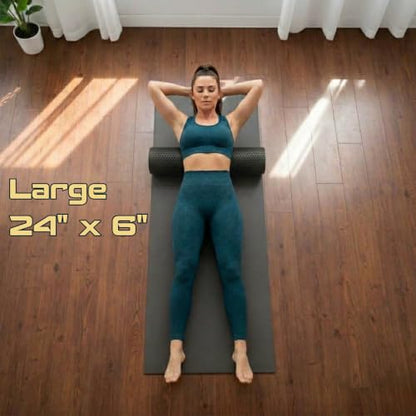 Foam Roller for Muscle Massage, Stiff Back Pain Relief, Physical Therapy, Deep Tissue, Exercise Equipment for Home Gym, Stress, Yoga, Pilates for the Fit Citizen (Black, Large 24 x 6 Inches) - size: Large 24 x 6 Inch