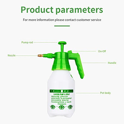 Garden Pump Sprayer,68oz/34oz Hand-held Pressure Sprayer Bottle for Lawn with Safety Value&Adjustable Nozzle, for Watering,Spraying Weeds,Home Cleaning and Car Washing,0.5 Gallon - size: 34oz