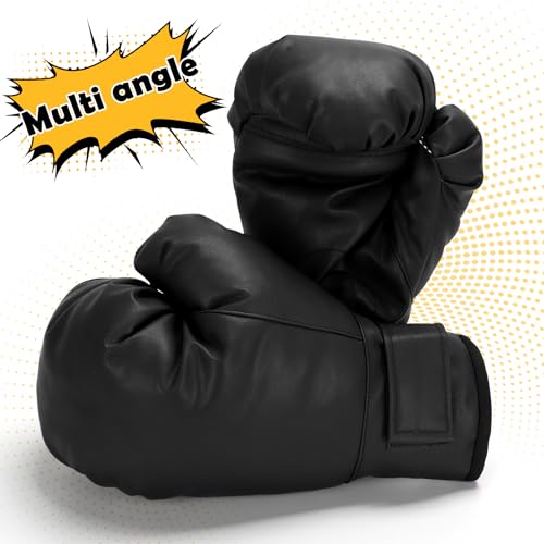 Boxing Gloves, 2 Pairs Boxing Gloves for Beginners and Children, Training & Sparring Kick Boxing Glove Training Glove Set Punching Bag Mitts, Black+Red