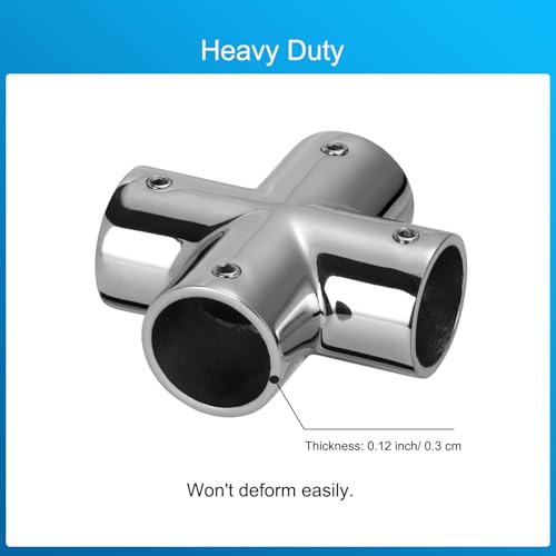 Boat Handrail Fitting 90 Degree 4-Way Cross Tube Pipe Connector for 1" Round Tubing, 316 Stainless Steel Pipe Joint, Marine Grade Pipe Fitting (2-Pack) - size: 1 Inch