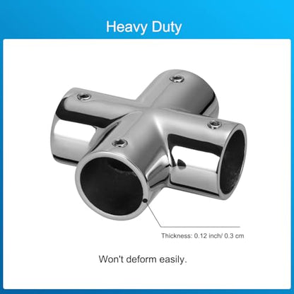 Boat Handrail Fitting 90 Degree 4-Way Cross Tube Pipe Connector for 1" Round Tubing, 316 Stainless Steel Pipe Joint, Marine Grade Pipe Fitting (2-Pack) - size: 1 Inch