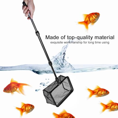 Black Plastic Retractable Aquarium Fish Fine Mesh Net with Telescopic Pole for Fish Tank Aquarium Accessories