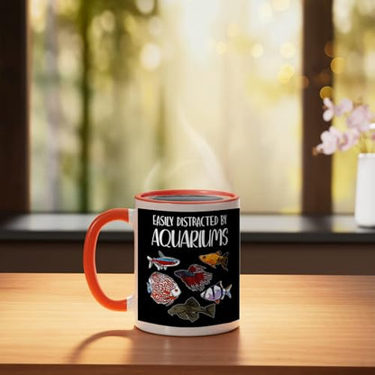 Aquarist Fish Tank & Fish Keeping Gift - Aquarium Lover Ceramic Mug, Orange/White - color: Orange/White