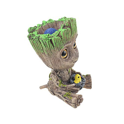 TEEMO Aquarium Groot Air Bubbler Decorations, Air Bubbler Resin Brown Decorations for Fish Tank.