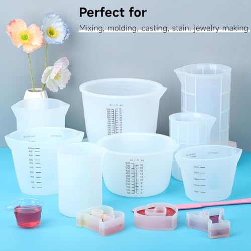 300ml Large Silicone Measuring Cups, 10OZ Reusable Squeeze and Pour Resin Cups for Epoxy, Casting Molds, Slime, Craft Art Projects, Cup Making, Waxing, 6 Packs - size: 300ml*6