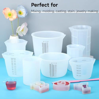 300ml Large Silicone Measuring Cups, 10OZ Reusable Squeeze and Pour Resin Cups for Epoxy, Casting Molds, Slime, Craft Art Projects, Cup Making, Waxing, 6 Packs - size: 300ml*6