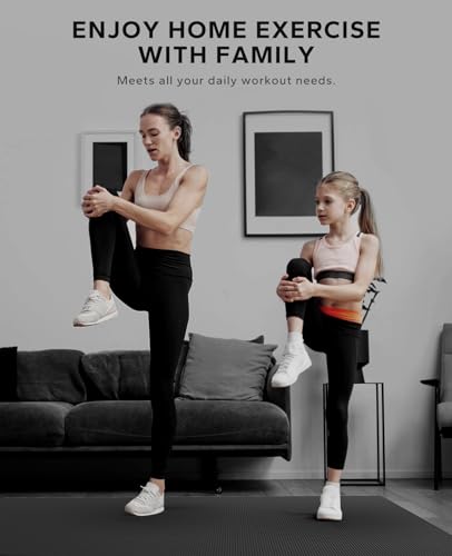 HAPBEAR Large Exercise Mat-6'x4'/7'x5'/6'x8'/6'x9'/6'x10'/6'x12'x 1/3"(8mm) - color: Black-High Density 10'×6'×⅓"