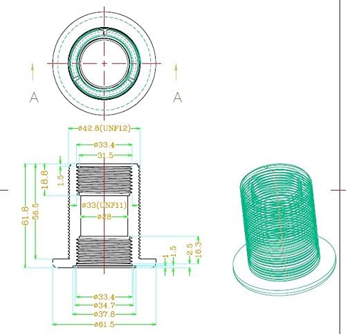 1" Bulkhead ABS Threaded x Threaded NPT Standard 2-Pair (4-Pack) NBR Rubber Gasket