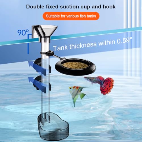 La La Pet Fish Feeding Dish Set with Adjustable Tube Kit, Suction Cups and Cleaning Brush for Aquarium Supplies
