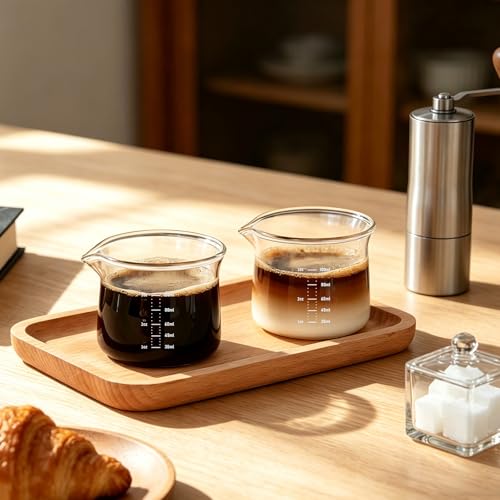 BCnmviku 3OZ Espresso Cup 100ML Shot Glass Measuring Cup, Small Clear Graduated Beaker with Precise Markings,Heat-Resistant Borosilicate Glass for Kitchen Baking, Lab Experiments