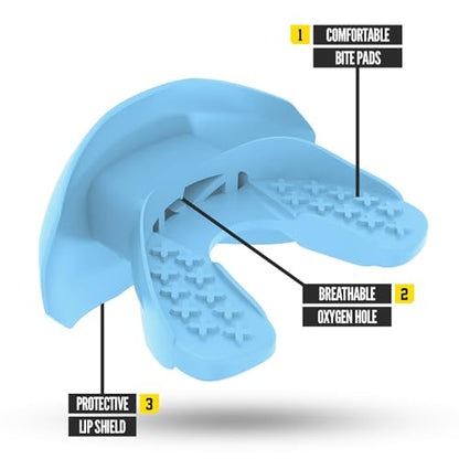 Nxtrnd One Football Mouth Guard, Strap Included, Fits Adult & Youth (Light Blue) - color: Blue