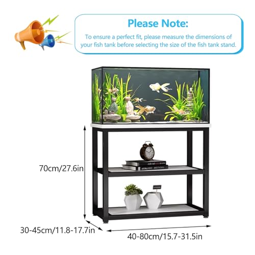 Fish Tank Stand,27.6" Tall Tropical Fish Tank Stand Cabinet - Heavy-Duty Baked Steel Frame, Ideal for Terrariums, Living Room & Bedroom Storage Rack, Home Office Organizer