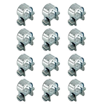 12pcs Stainless Steel Gas Line Clamp, 11-13mm, Silver, C-clamp, Hose Clamp - size: 11-13mm