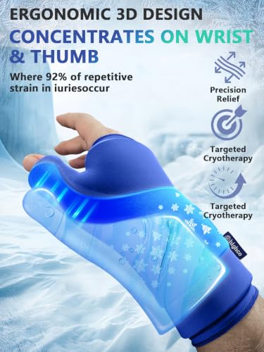 Wrist &Thumb Ice Pack Wrap-Thickened Gel for Long-Lasting Cold Compression - color: 1 Pack-blue, size: L/XL
