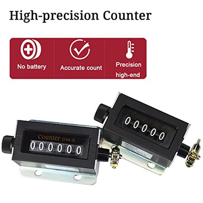 2 Pack Mechanical Counter,0-99999 5 Digit Manual Tally and 0-999999 6 Digit Manual Counter Kit,Resettable Pull Counter,Manual Stroke Clicker Counter,Count Accurately