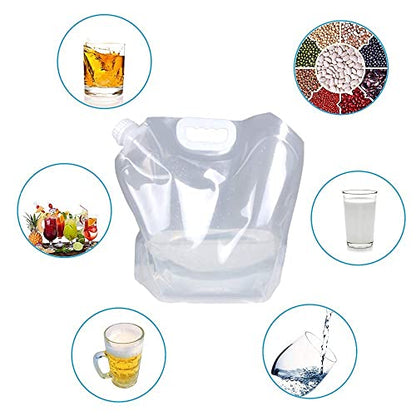 Soddeph Collapsible Water Container Bag, BPA Free Food Grade Clear Plastic Storage Jug for Sport Camping Riding Mountaineer,Freezable, Food Grade (2-pack-1.3 Gal) - style: 2-pack-1.3 Gal