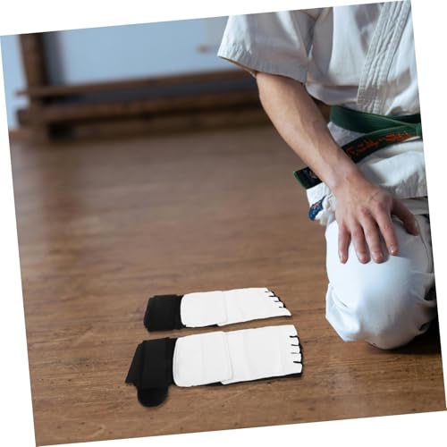 BESPORTBLE Taekwondo Double-Layer Reinforcement and Ventilated Design Foot Protector 1 Pair White Pu Sparring Gear Lightweight and Comfortable for Kickboxing Sessions and MMA Sparring Drills