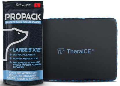 TheraICE PROpack Ice Pack for Injuries, Reusable Soft Multipurpose Cold Gel Ice Pack for Muscular Back Pain, Shoulder, Hip, Knee - Flexible Cold Compress Wrap for Minor Aches & Pains - 9 x 12 - size: Large (Pack of 1)