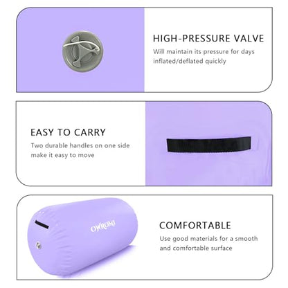 Inflatable Gymnastics Air Mat Tumble Track with Gymnastics Air Barrel - Inflatable Air Spot Tumbler Backbend Trainer Air Roller Tumbling Mat with Electric Pump - color: Light Purple - No Pump, size: 24 * 31.5in