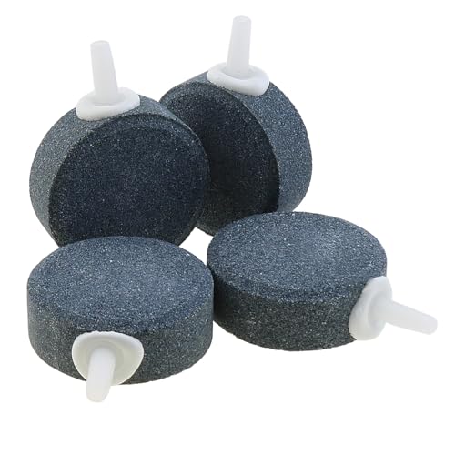 Disc Bubble Stone 1.5 Inch, Oxygen Diffuser Airstone, Suitable for Nano Air Pump, Fish Tank, Bucket, Small Pond and DWC Reservoir, 4-Pack