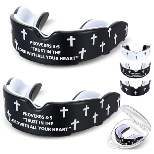 Yaomiao 2 Pcs Christian Mouth/Teeth Guards - size: Youth, style: Black & Proverb