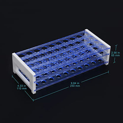 stonylab Test Tube Rack, 3-Tier Detachable Blue Plastic Holder Stand Rack, for Laboratory Scientific Experiments, 45/64 inch 40-Place