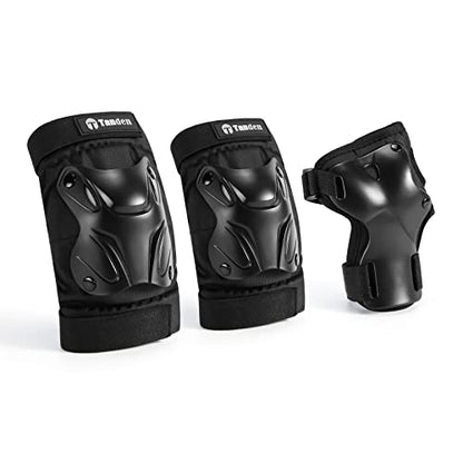 Tanden Skating Protective Gear Knee and Elbow Pads Wrist Guards for Roller Skating Skateboarding, Skate Pads Adult Knee Pads - color: Black, size: Adult (14+ years)
