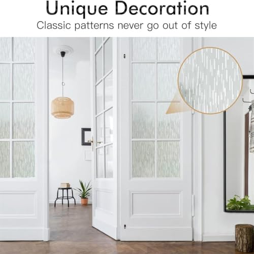 Window Privacy Film, Frosted Glass Static Cling Sun Heat Blocking Window Clings, Frosting Opaque Coverings, Vinyl Removable Stickers Tint for Home Door Office, Non Adhesive 11.8" x 39.4"