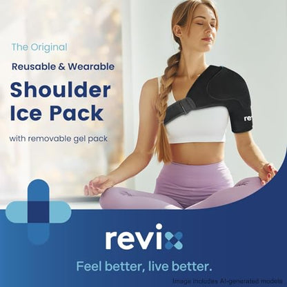 REVIX Shoulder Ice Pack Wrap for Rotator Cuff, with Removable Gel Pack - size: Standard, style: With Removable Gel Pack
