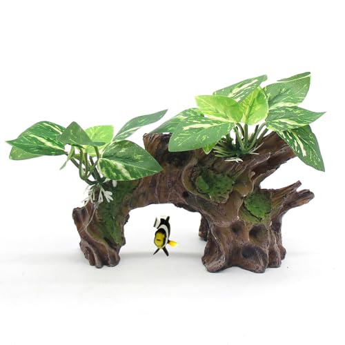 Aquarium Decor Ornaments Artifical Driftwood Cave Fish Tank Decorations Silk Aquarium Plants for Betta Fish Tank Accessories - color: Type-b