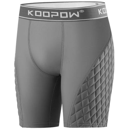 KOOPOW Men Adult Compression Padded Sliding Shorts Pants Baseball Slider - color: Grey, size: Medium