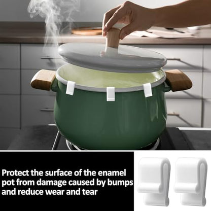 12 Pcs Dutch Oven Lid Protector Clips, Silicone Cookware Lid Protectors White Non-Slip Pot Lids Bumper Lifter Accessories for Stacking Display and Storage Dutch Oven Pots