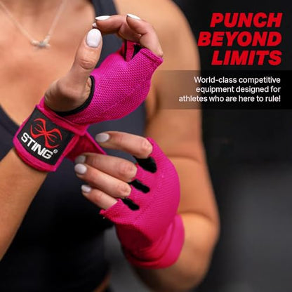 Elastic Quick Wraps by STING | Semi-Elastic Compression Fabric, Padded Knuckle Section, Expandable Finger Panels - color: Pink, size: Medium