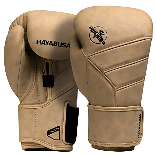 Hayabusa T3 LX Leather Boxing Gloves | Leather Boxing Gloves, Training Gloves Men and Women, Sparring Gloves, Heavy Bag Gloves, 16oz Boxing Gloves, Muay Thai Gloves - color: Tan, size: 14oz