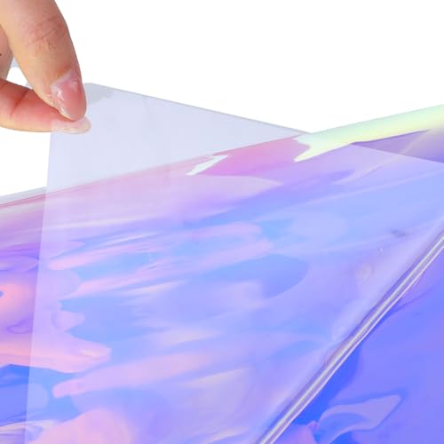 7 Pcs Iridescent Window Film, Self Adhesive Glass Films Holographic Window Film for DIY Christmas Party Home Decoration 11.8 Inch x7.8 Inch