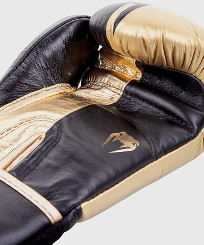 Venum Shield Pro Boxing Gloves - color: Black/Gold, size: 12oz, style: Hook and Loop