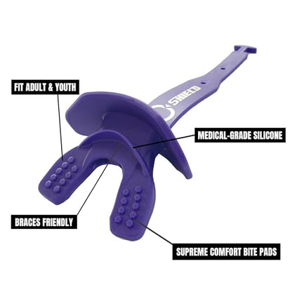 O Shield Striker Football Lip Guard with Permanent Strap - color: Purple