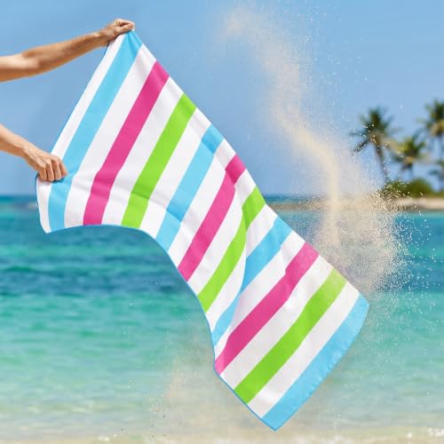 Exclusivo Mezcla Microfiber Quick Dry Large Beach Pool Towel - color: Stripe-colorful, size: 30" x 60"