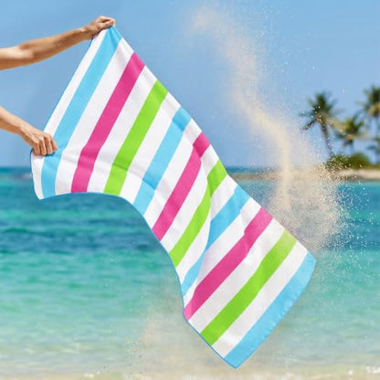 Exclusivo Mezcla Microfiber Quick Dry Large Beach Pool Towel - color: Stripe-colorful, size: 30" x 60"