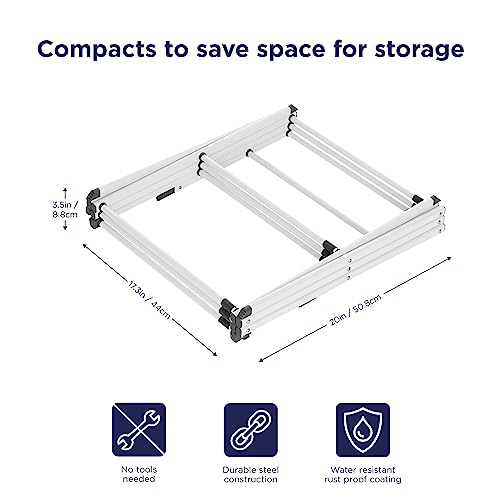 BLACK+DECKER 3 Tier Expandable Collapsing Foldable Laundry Rack for Air Drying Clothing, Space Saving Heavy Duty Lightweight Metal Drying Rack(White) - color: White