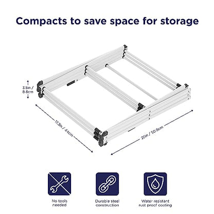 BLACK+DECKER 3 Tier Expandable Collapsing Foldable Laundry Rack for Air Drying Clothing, Space Saving Heavy Duty Lightweight Metal Drying Rack(White) - color: White