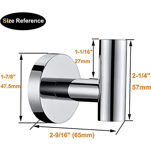 Nolimas Towel Coat Hook Polished Chrome SUS304 Stainless Steel Bathroom Clothes Cabinet Closet Sponges Robe Hook Wall Mounted Round Kitchen Heavy Duty Door Hanger 6 Packs - color: 6pcs Polished Chrome