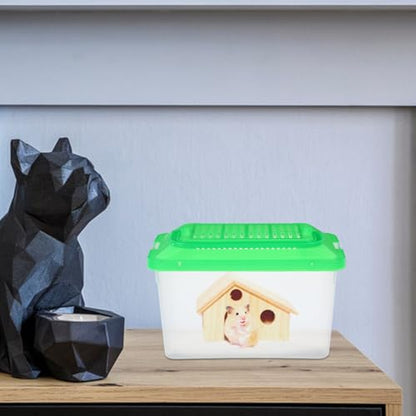 NUOBESTY Portable Turtle Tank and Plastic Fish Bowl Handheld Reptile Carrier with Green Medium Aquarium Box for Travel and Pet Transport