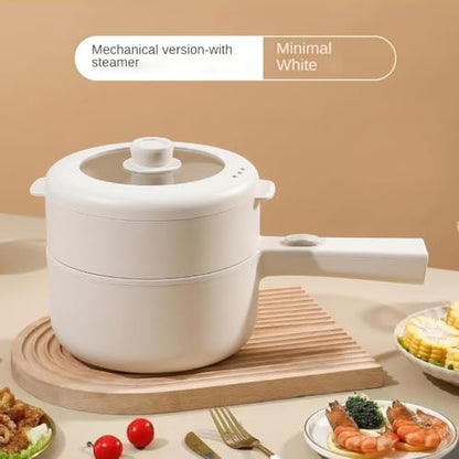2L Electric Hot Pot & Steamer, Mini Multi-Function Electric Ramen Cooker, Adjustable 350W/700W, Non-Stick Ceramic, Portable for Dorm, RV & Camping