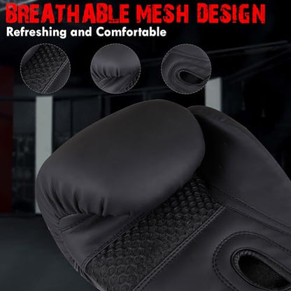 Bella Boxing Gloves - Pro Training & Sparring Gloves, Maya Hide Leather, Men Women Adult, Muay Thai MMA Kickboxing Workout, Heavy Punching Bag & Focus Mitts, Multi Layer Padding, Ventilated Palm - color: Black, size: 10oz