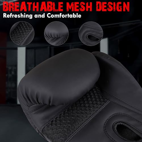 Bella Boxing Gloves - Pro Training & Sparring Gloves, Maya Hide Leather, Men Women Adult, Muay Thai MMA Kickboxing Workout, Heavy Punching Bag & Focus Mitts, Multi Layer Padding, Ventilated Palm - color: Black, size: 16oz