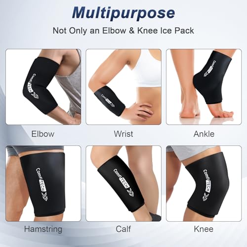 ComfiTECH Elbow Ice Pack Wrap for Arm, Knee & Calf, Flexible Ice Sleeve, L | Multi-Use Gel Ice Sleeve for Tennis Elbows, Golfers Arm, Reusable Cold Compression for Elbow Joint & Muscle Relaxation - size: L-Standard
