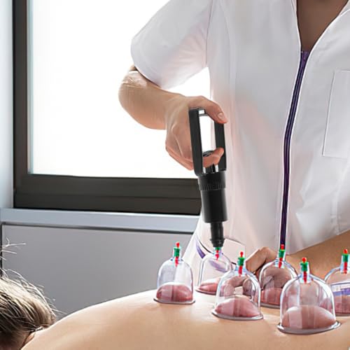 Baluue Handheld Vacuum Cupping Pump Replacement Suction Handle Manual Body Massage Tool Accessory for Vacuum Cups, Ergonomic Grip Pump Device, Black