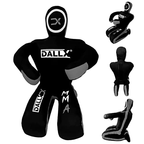 DALLX MMA Grappling Dummy BBJ Wrestling Brazilian Jiu Jitsu Punching Bag Judo Karate Throwing Boxing Fighting Dummy Self Defense Sitting Position – UNFILLED - color: Black Grey, size: 4FT